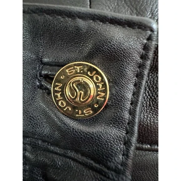 St John Sport Pants Womens 6 Black Leather Boot Cut  High Rise Trousers Y2K EUC - Picture 6 of 10